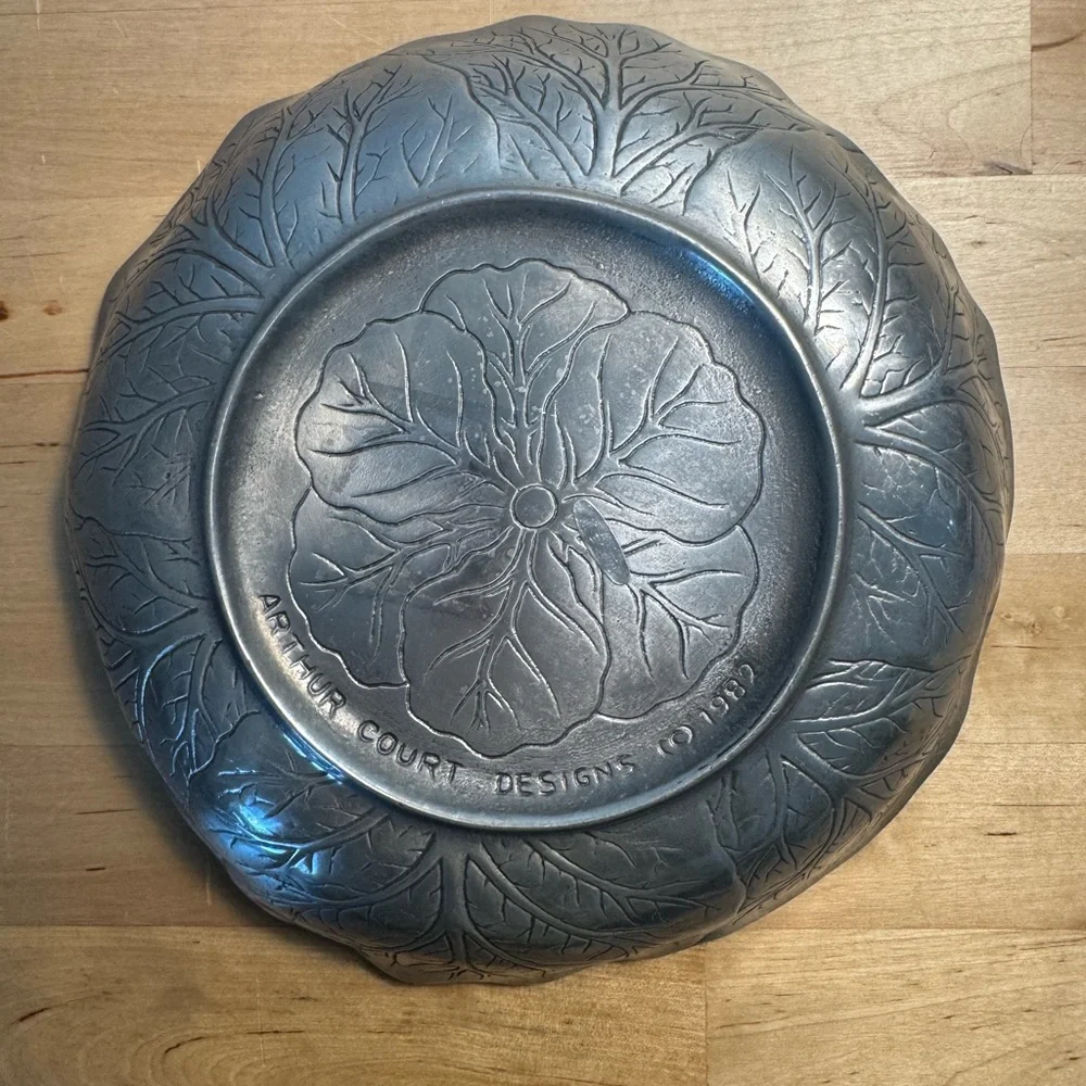 Vintage Arthur Court 1982 Cabbage Leaf Bowl Textured Aluminum 8” Collectible